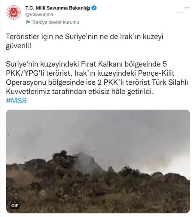 Son dakika haber | Milli Savunma Bakanlığı 7 Teröristin Etkisiz Hale Getirildiğini Duyurdu