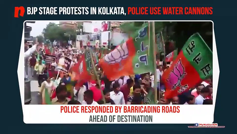 BJP activists stage protests against ruling Mamata Banerjee govt in Kolkata