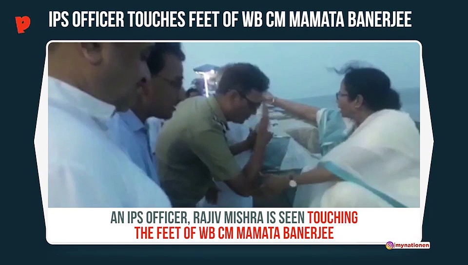 IPS officer touches West Bengal CM Mamata Banerjee’s feet as she feeds cake
