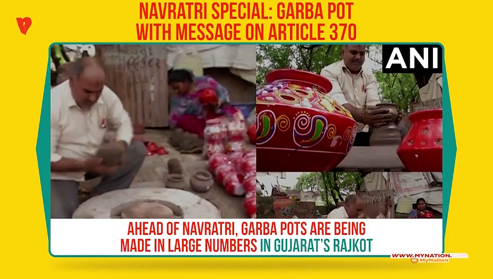 Navratri 2019: Artist decorates garba pots with 'Article 370' message