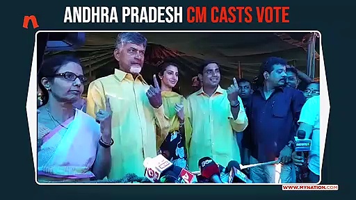 Andhra Pradesh chief minister Chandrababu Naidu casts vote