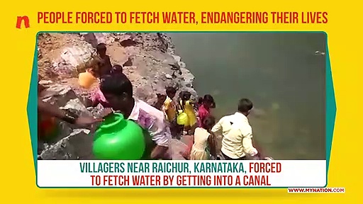 Karnataka: Villagers near Raichur forced to get into canal to fetch water