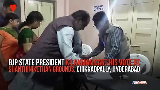 #Semifinals18: BJP state president K Laxman casts his vote in Chikkadpally