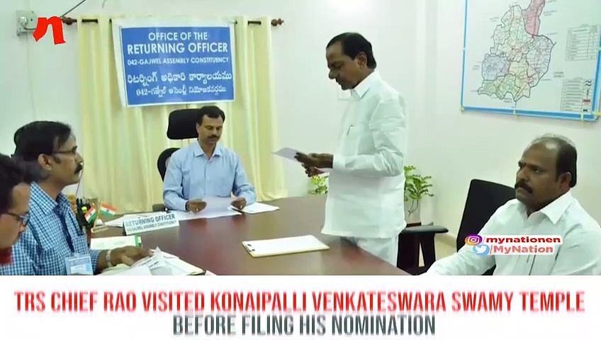 K Chandrashekhar Rao files nominations for Gajwel constituency, Telangana