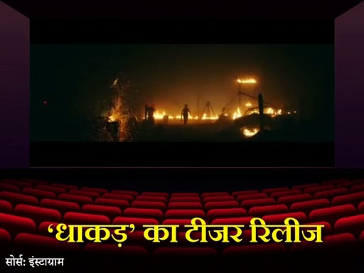 चारों तरफ आग, हाथ में मशीन गन और माथे पर खून सवार ऐसा है 'धाकड़' कंगना रनौत का रोल