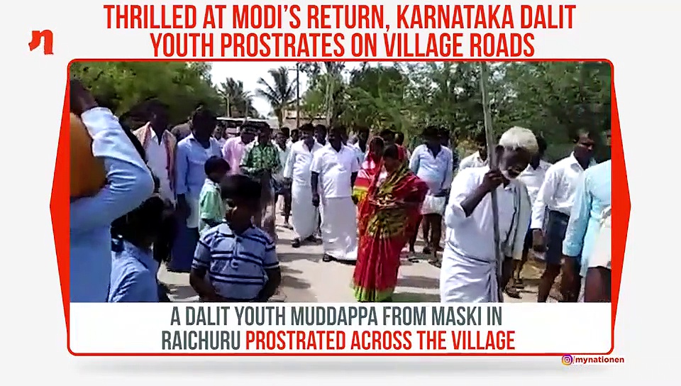 Thrilled at Modi’s return, Karnataka Dalit youth prostrates on village roads
