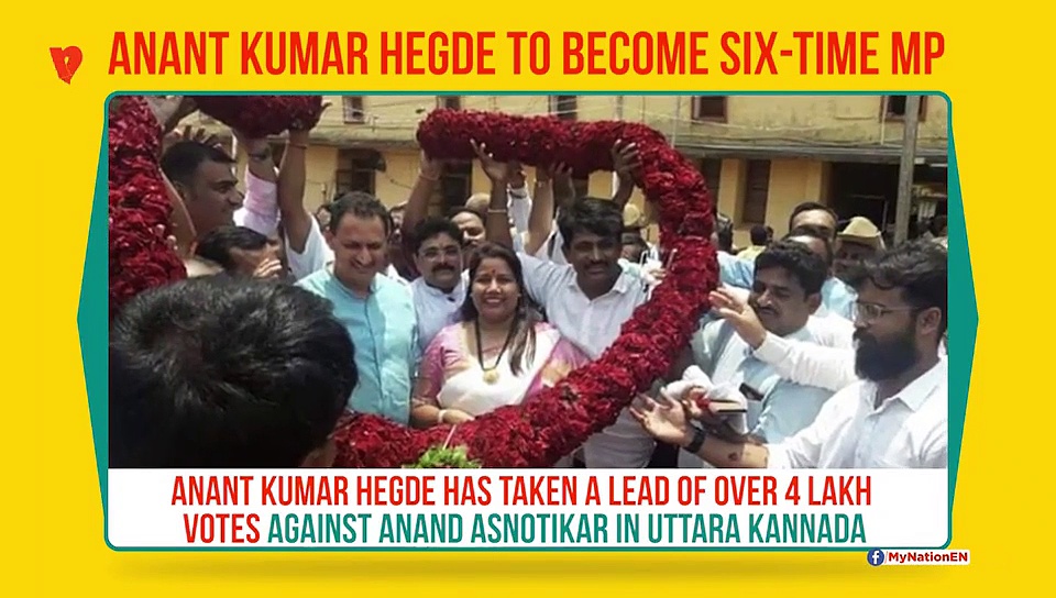 Election results 2019: Anant Kumar Hegde supporters celebrate as leader closes in on sixth Lok Sabha victory