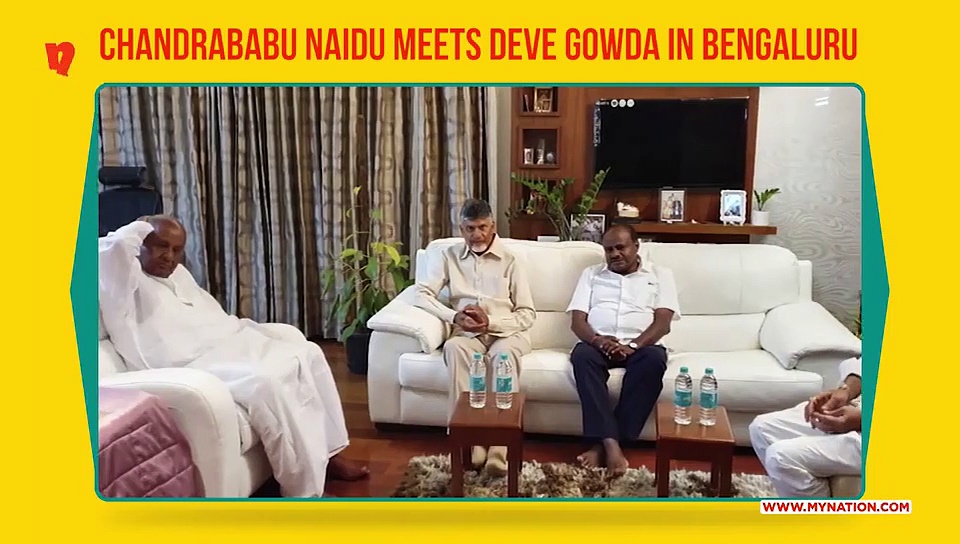Chandrababu Naidu arrives at Deve Gowda's residence following exit poll calculations