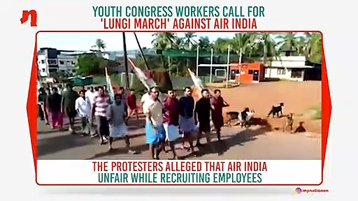 Kerala: Malappuram Youth Congress workers stage 'lungi march' against Air India