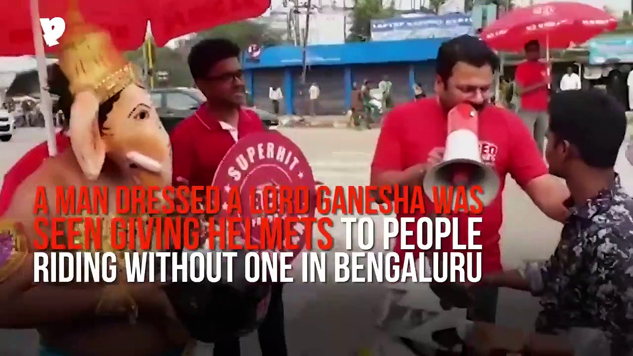 Bengaluru: Not wearing helmet? Lord Ganesha will gift you one at traffic signal