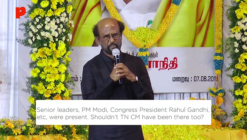 Rajinikanth slams Tamil Nadu CM Palaniswamy for not attending Karunanidhi's burial