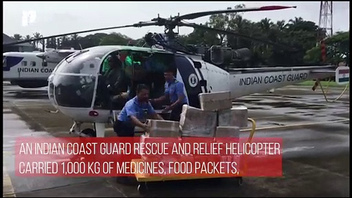 Kerala Floods: Indian Coast Guard helicopter carries medicines, water, food and other necessities to flooded areas