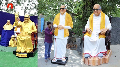 Karunanidhi statues at Chennai’s Marina Beach