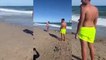 Haaland se pone a jugar al fútbol en la playa de Marbella con unos malagueños