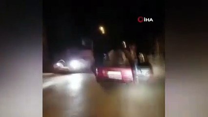 Araç üzerinde tehlikeli yolculuk kamerada