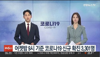 어젯밤 9시 기준 코로나19 신규확진 3,301명