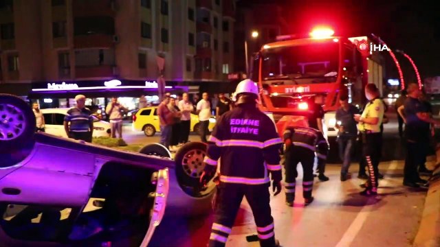 Edirne’de kontrolden çıkan otomobil takla attı: Yaralılar var