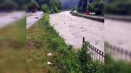 Скачать видео: Türkeli'de dere taştı, evler sular altında kaldı, geçici köprüler ulaşıma kapandı