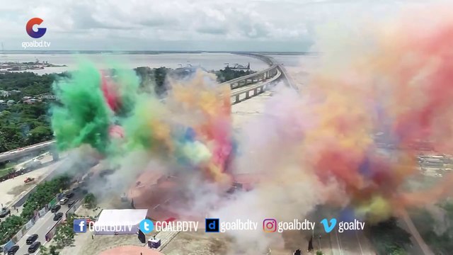 পদ্মা সেতু উদ্বোধন | পদ্মার তীরে মাওয়ায় উন্মোচন হল ফলক | বাতাসে উড়ল রঙিন আবির