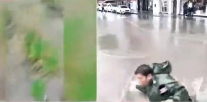 TRT muhabiri rögara düştü! (VİDEO) TRT canlı yayın rögara düşme videosu!