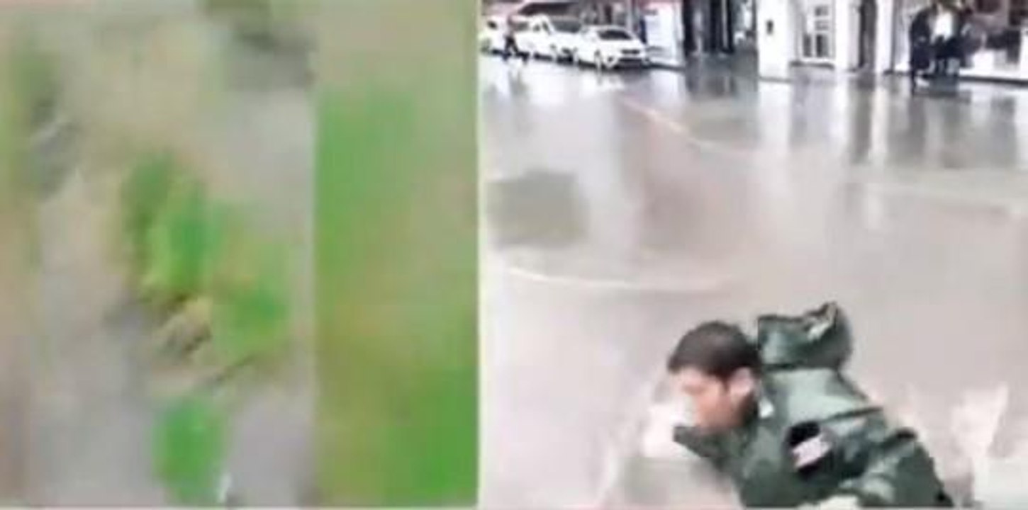 TRT muhabiri rögara düştü! (VİDEO) TRT canlı yayın rögara düşme videosu!