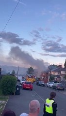 Smoke continues to pour out from the house explosion in Kingstanding, Birmingham