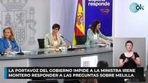 La portavoz del gobierno impide a la ministra Irene Montero responder a las preguntas sobre Melilla