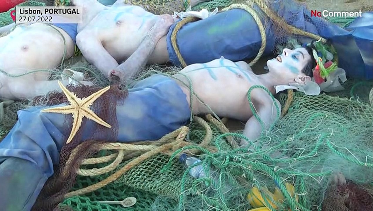 Portuguese climate activists demonstrate for the oceans on the sidelines of major UN meet