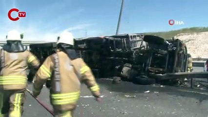 Kuzey Marmara otoyolunda kaza: Sürücü yanarak hayatını kaybetti