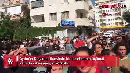 Kuşadası'nda apartmanda çıkan yangın korkuttu