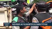 Puluhan Ojol Panik Motornya Terjaring Razia Parkir Liar