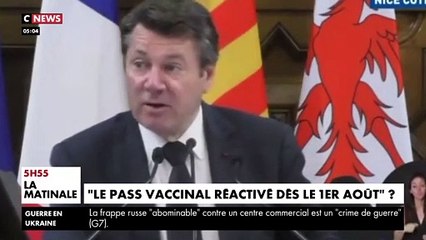 Coronavirus - Après avoir annoncé hier qu'il avait "des informations sur un retour du pass vaccinal le 1er août", Christian Estrosi fait marche arrière ce matin sur Cnews