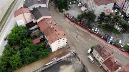 Yenice’de sular çekildi, selin boyutu havadan böyle görüntülendi