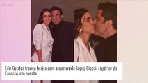 Edu Guedes faz 1ª aparição pública com Jaque Ciocci, repórter do Faustão, e troca beijos com namorada