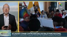 Conaie y autoridades gubernamentales de Ecuador dialogan sin soluciones claras