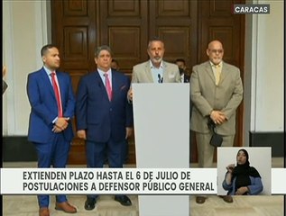 AN prorroga hasta el 6 de julio postulaciones para el cargo de defensor público general