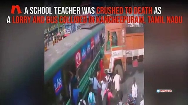 Tamil Nadu school teacher crushed to death as lorry, bus collide in Kancheepuram