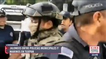 Jaloneos entre policías municipales y marinos en Tuxpan