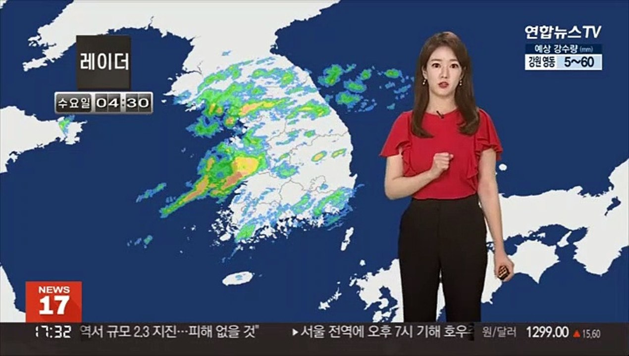 [날씨] 밤사이 중부 강한 비...시간당 30-50mm 호우