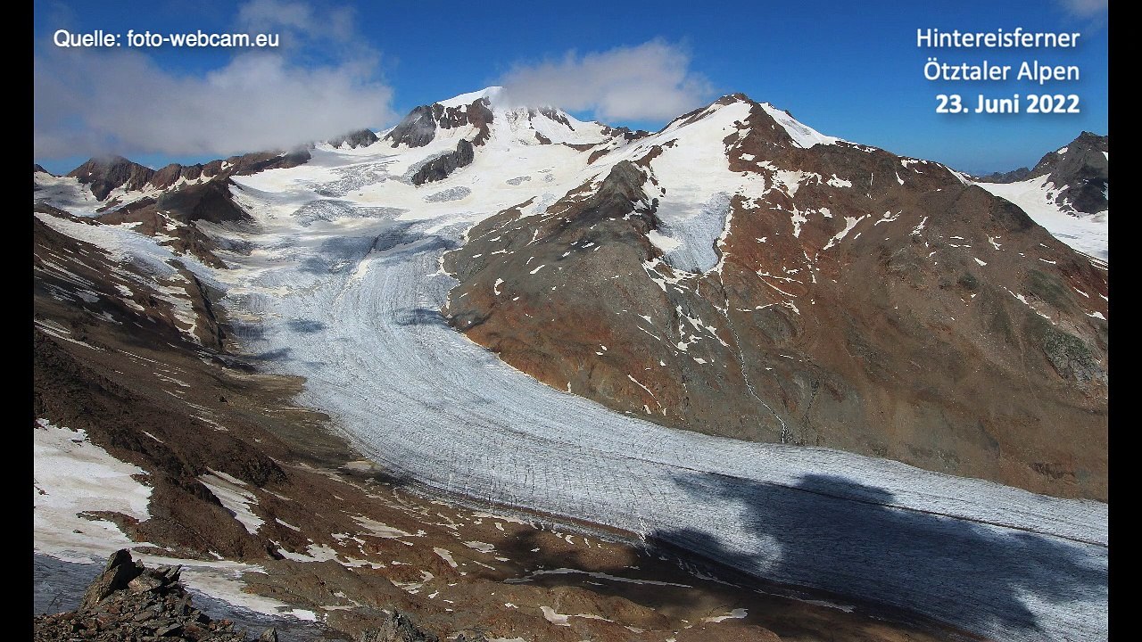 Der Hintereisferner im Juni 2018 und 2022