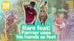 Farmer uses his hands as feet | Make Your Day