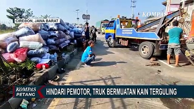 Truk Pembawa Kain Terguling Akibat Hindari Motor Ugal-ugalan, Ini Pengakuan Sopir!
