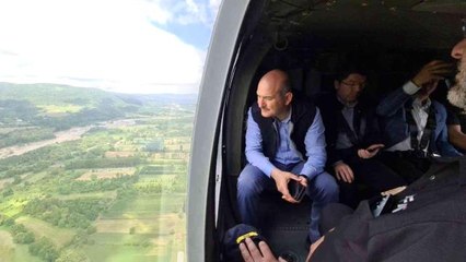 Bakan Soylu, afet bölgesini havadan inceledi