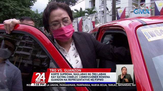 SC, naglabas ng TRO laban kay ex-Comelec Comm. Guanzon na representative ng P3PWD | 24 Oras