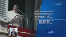 Pope Francis, nagpaabot ng pagbati kay Pres.-elect Bongbong Marcos