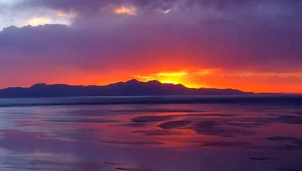 Great Salt Lake glows under fiery sunset