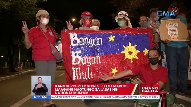 Ilang supporter ni Pres.-elect Marcos, maagang nagtungo sa labas ng National Museum | UB