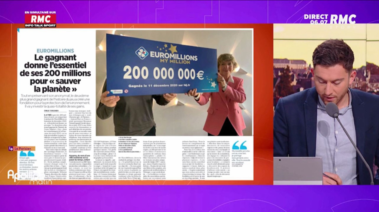 Zapping du 07/04 : il gagne 200 millions à l'EuroMillions et reverse tout à une fondation !