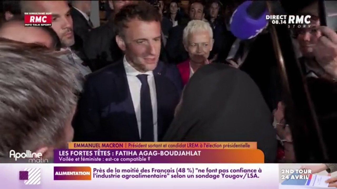 RMC Info : Emmanuel Macron félicite une femme "voilée et féministe"