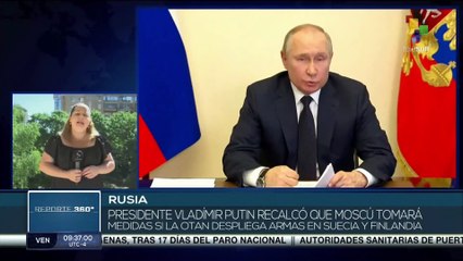 Pdte. Putin afirma que Rusia no permitirá despliegue militar en Suecia y Finlandia
